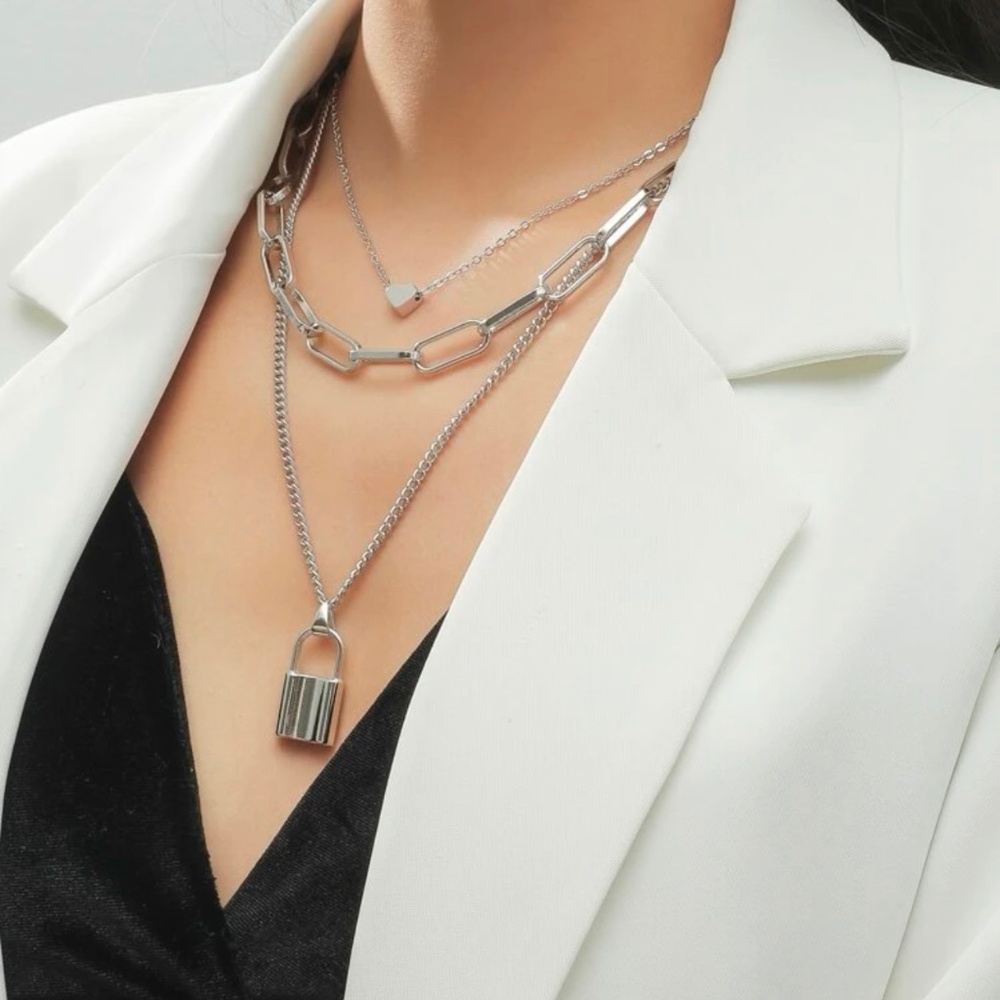 Fashion Silver Layered Charm Necklace